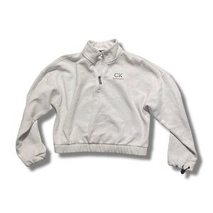 Calvin Klein Performance 1/2 Zip Cropped Sweatshirt With Sleeve Drawstrings
